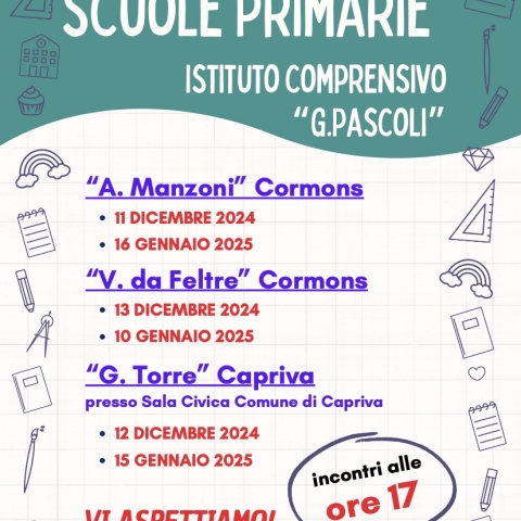 Pascoli OpenDays per iscrizioni a.s. 2025-26 - Scuole Primarie